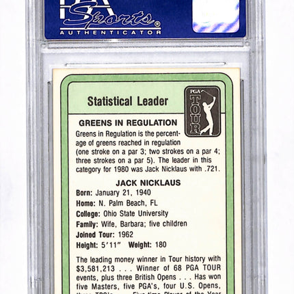 1981 Donruss Golf Jack Nicklaus Statistical Leader PSA 8