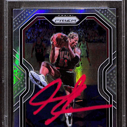 2020-21 Panini Panini Dennis Rodman Silver Red Ink Auto PSA Authentic #166