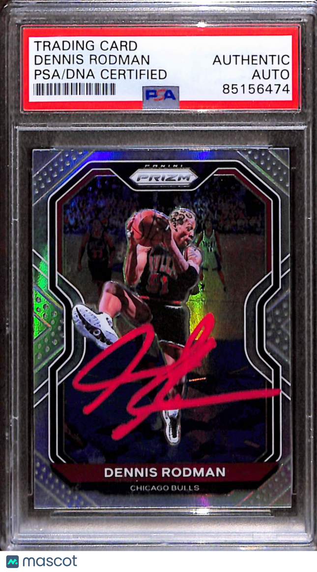2020-21 Panini Panini Dennis Rodman Silver Red Ink Auto PSA Authentic #166