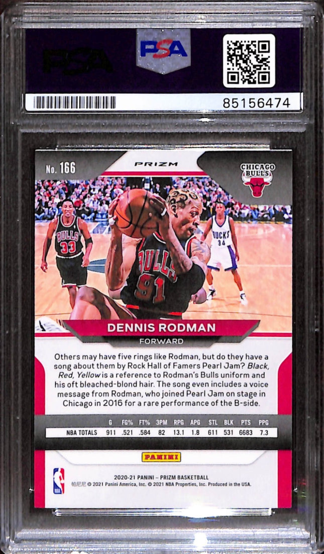 2020-21 Panini Panini Dennis Rodman Silver Red Ink Auto PSA Authentic #166