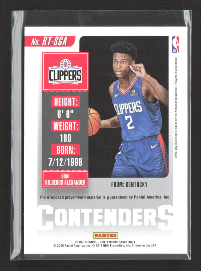 2018-19 Panini Contenders Shai Gilgeous-Alexander Rookie Ticket Jersey