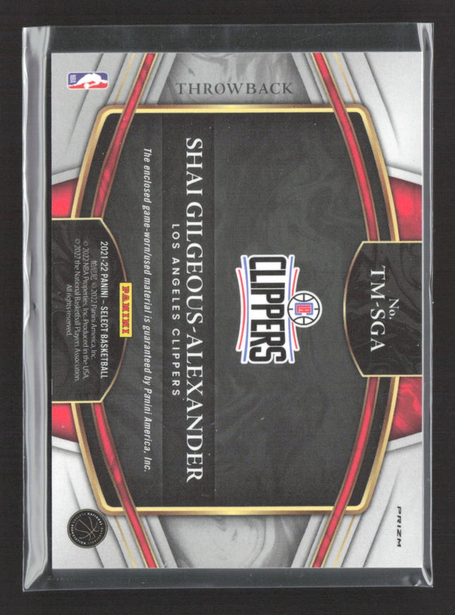 2021-22 Panini Select Throwback Shai Gilgeous Alexander Jumbo Jersey Silver