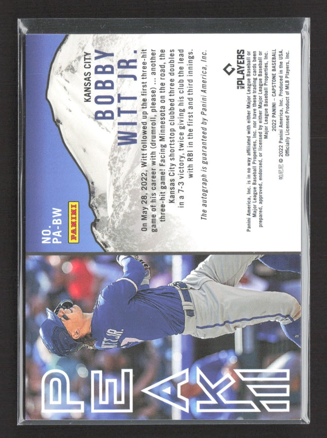 2022 Panini Capstone Bobby Witt Jr Peak Rc Auto #PA-BW