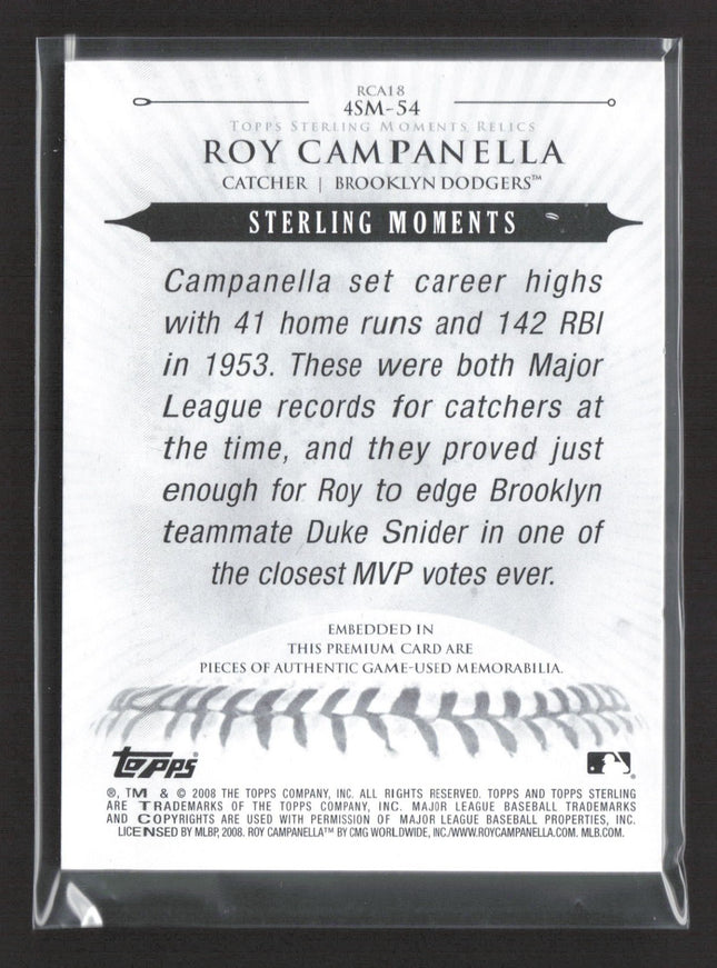 2008 Topps Sterling Roy Campnella Quad Jersey Bat Relic /10 #4SM-54