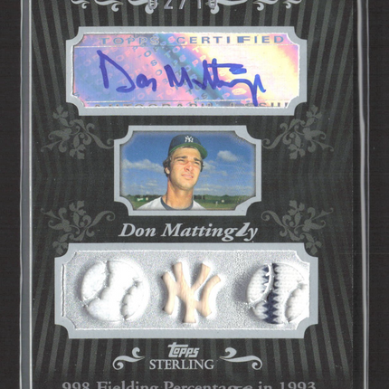 2008 Topps Sterling Don Mattingly Triple Jersey Bat Relic Auto /10 #3SMA-132