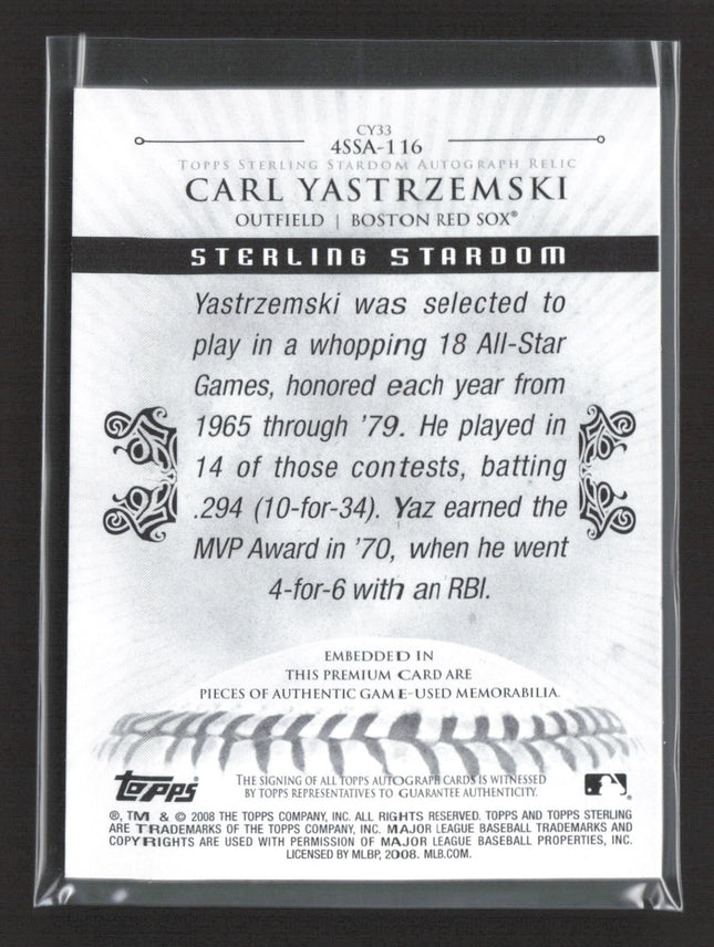 2008 Topps Sterling Carl Yastrzemski Quad Patch Auto 1/1 #4SSA-116