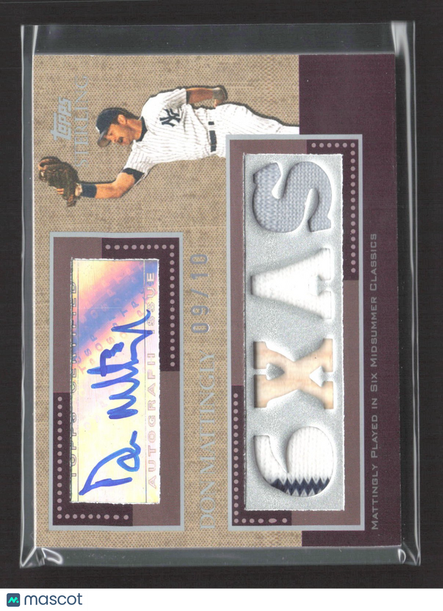 2008 Topps Sterling Don Mattingly Quad Jersey Bat Relic Auto /10 #4CSA-112