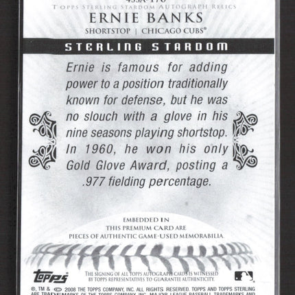 2008 Topps Sterling Ernie Banks Quad Jersey Bat Relic Auto /10 #4SSA-170