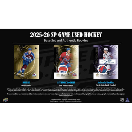 NHL 2025-26 Upper Deck SP Game Used Hockey Hobby Box