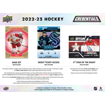 NHL 2022-23 Upper Deck Credentials Hockey Hobby Box