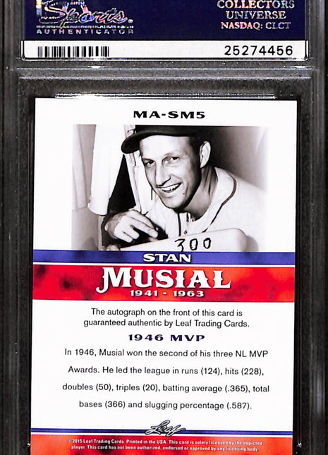 2015 Leaf Heroes Of Baseball Stan Musial Autographs 1946 MVP #SM5 PSA 10