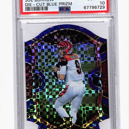 2020 Panini Select Joe Burrow #46 Die Cut Blue Prizm PSA 10
