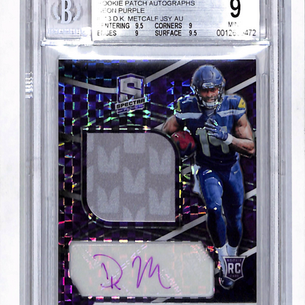 2019 Panini Spectra Rookie Patch Neon Purple DK Metcalf #213 BGS 9 Auto 10 /35