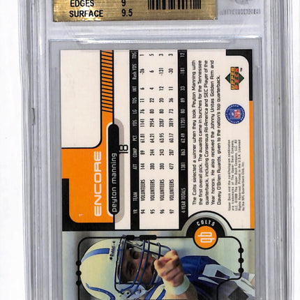 1998 Upper Deck Encore Peyton Manning #1 BGS 9.5