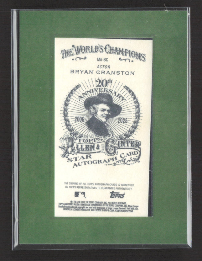 2025 Topps Allen & Ginter Bryan Cranston Framed Mini Auto Green /50 #MA-BC