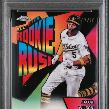 2025 Topps Chrome All Etch Rookie Rush Auto Jacob Wilson Black Ref /10 PSA 9
