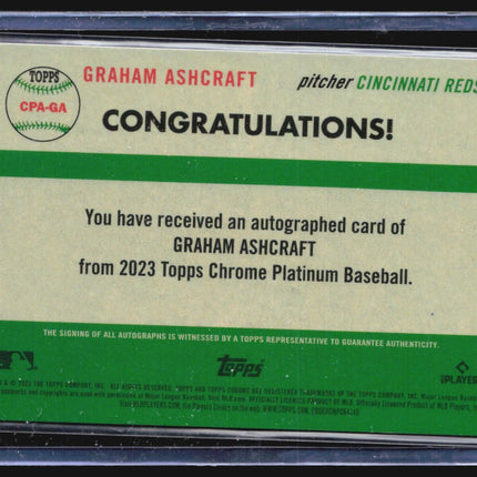 2023 Topps Chrome Platinum Anniversary Auto #CPA-GA Graham Ashcraft