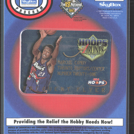 1997-98 SkyBoxNBA Hoops Frequent Flyer Marcus Camby 18th National VIP Pass