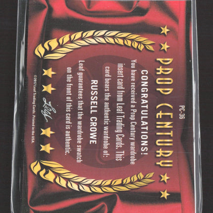 2017 Leaf Prop Century Russell Crowe Wadrobe Relic #PC-36