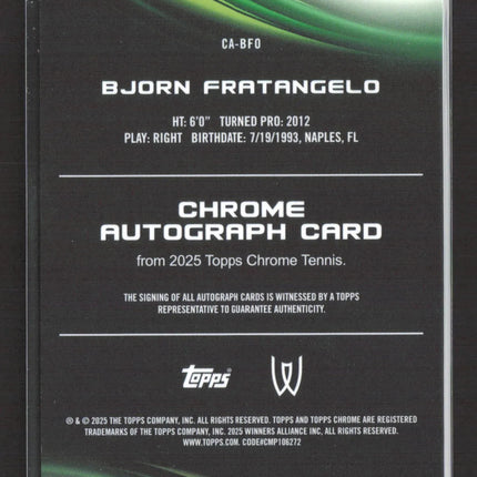2025 Topps Chrome Tennis Bjorn Fratangelo #CA-BFO Green Refractor Auto 78/99