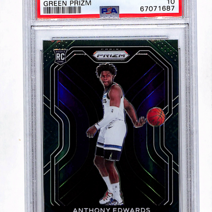 2020 Panini Prizm Anthony Edwards #258 Green PSA 10