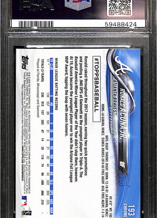 2018 Topps Chrome Ronald Acuna JR. #193 PSA 10