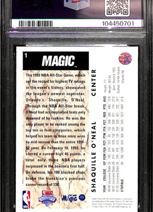 1992 Stadium Club Shaquille O'Neal #201 Members Only PSA 9
