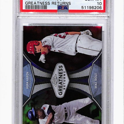 2019 Topps Chrome Greatness Returns Mike Trout Hank Aaron #GRE8 PSA 10