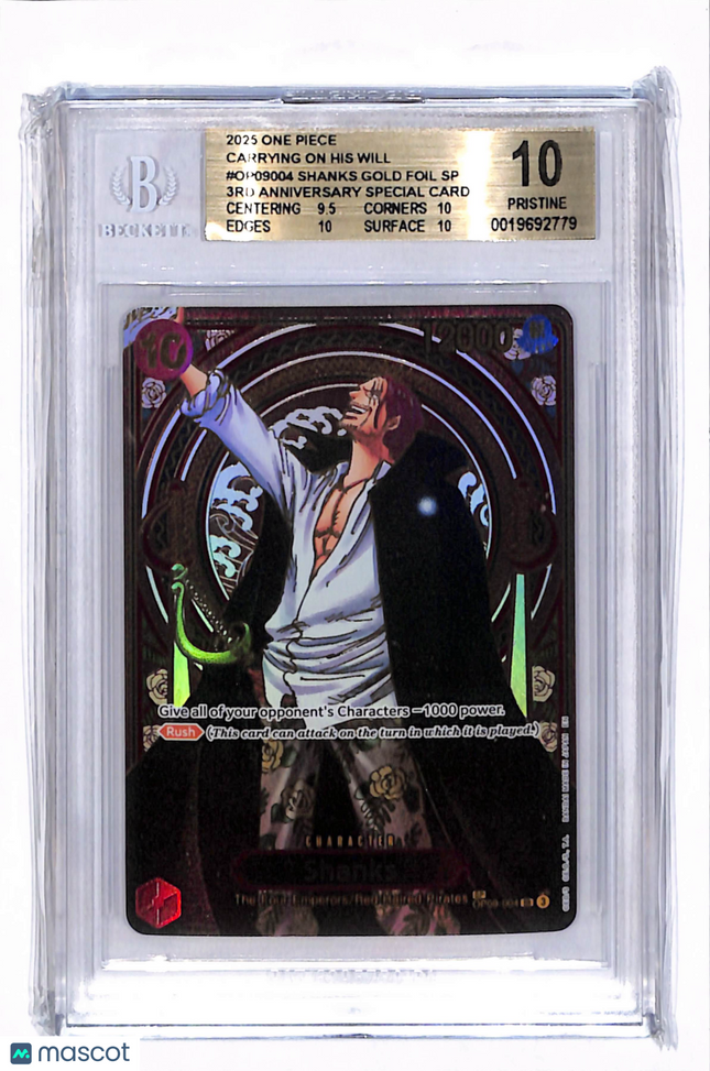2025 One Piece Card Game Carrying on His Will Shanks GOLD SP #OP09004 BGS 10