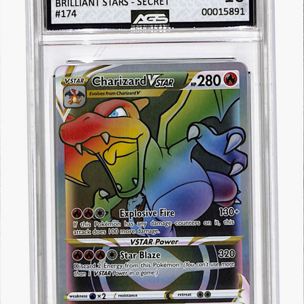 2022 Brilliant Stars Charizard VSTAR #174 Unlimited AGS 10