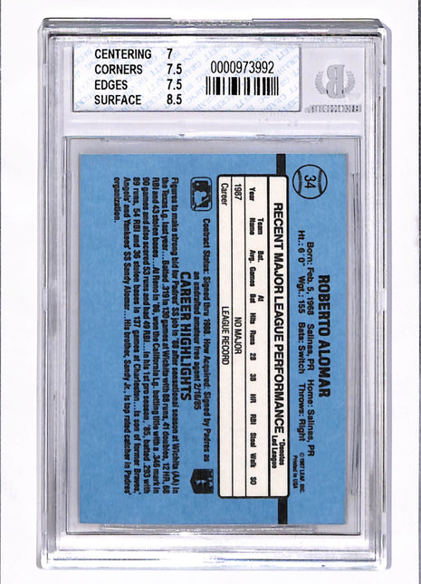 1988 Donruss Roberto Alomar #34 BGS 7.5
