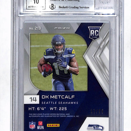2019 Panini Spectra Rookie Patch Neon Purple DK Metcalf #213 BGS 9 Auto 10 /35