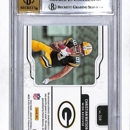 2022 Absolute Rookie Premiere Jumbo Christian Watson #219 /99 BGS 9 Auto 10