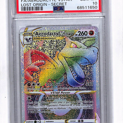 2022 Pokemon Sword & Shield Lost Origin Aerodactyl VSTAR Secret Fa PSA 10 #199