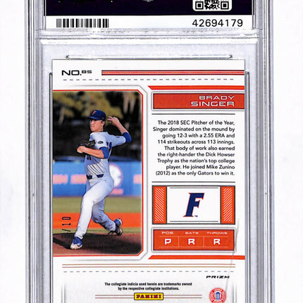 2018 Panini Elite Extra Edition College Ticket Brady Singer #BS Gold PSA 10
