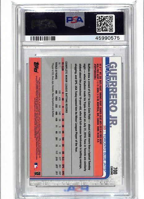 2019 Topps Complete Set Vladimir Guerrero JR. #700 Chrome PSA 10