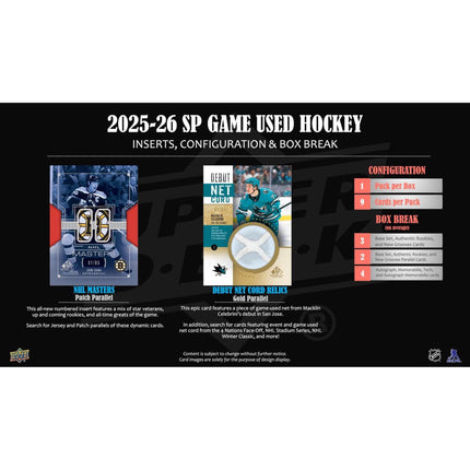 NHL 2025-26 Upper Deck SP Game Used Hockey Hobby Box
