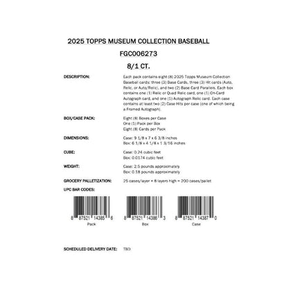 MLB 2025 Topps Museum Collection Baseball Hobby Box