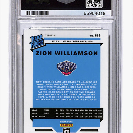 2019 Panini Donruss Optic Zion Williamson #158 Fanatics PSA 10