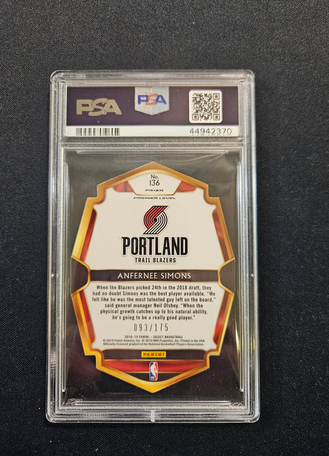 2018 Panini Select Anfernee Simons #136 PSA 10