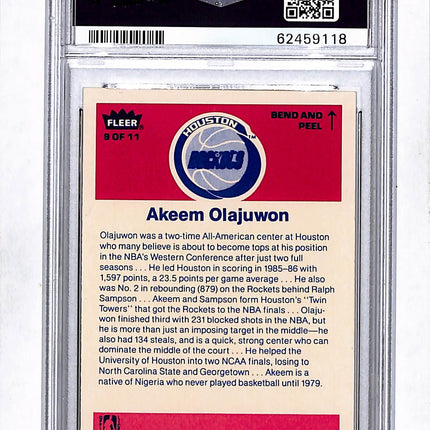 1986 Fleer Sticker Hakeem Akeem Olajuwon #9 PSA 8