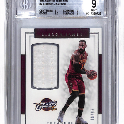 2016 National Treasures Treasured Threads LeBron James #2 /99 BGS 9 Jersey