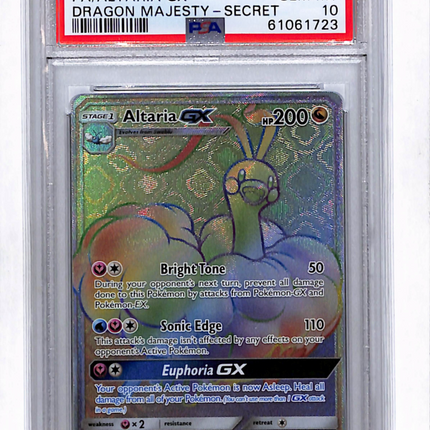2018 Pokemon Sun & Moon Dragon Majesty Altaria GX Secret Fa PSA 10 #72