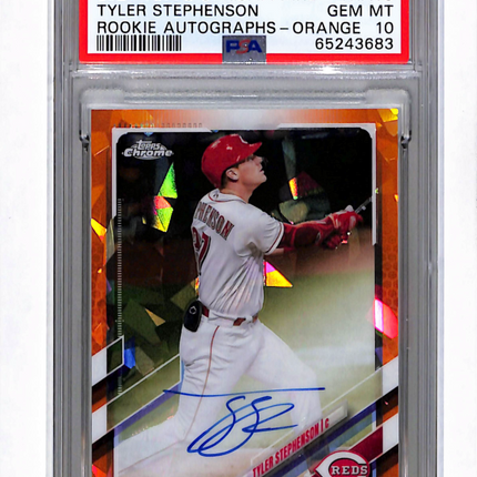 2021 Topps Chrome Sapphire Rookie Tyler Stephenson #RATS Orange /25 PSA 10 Auto