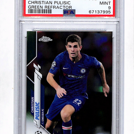 2019 Topps Chrome UEFA Christian Pulisic #47 Green Refractor /99 PSA 9