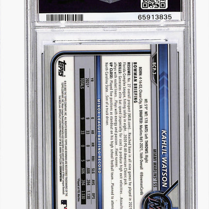 2022 Bowman Sapphire Edition Chrome Prospects Kahlil Watson #BCP3 PSA 10