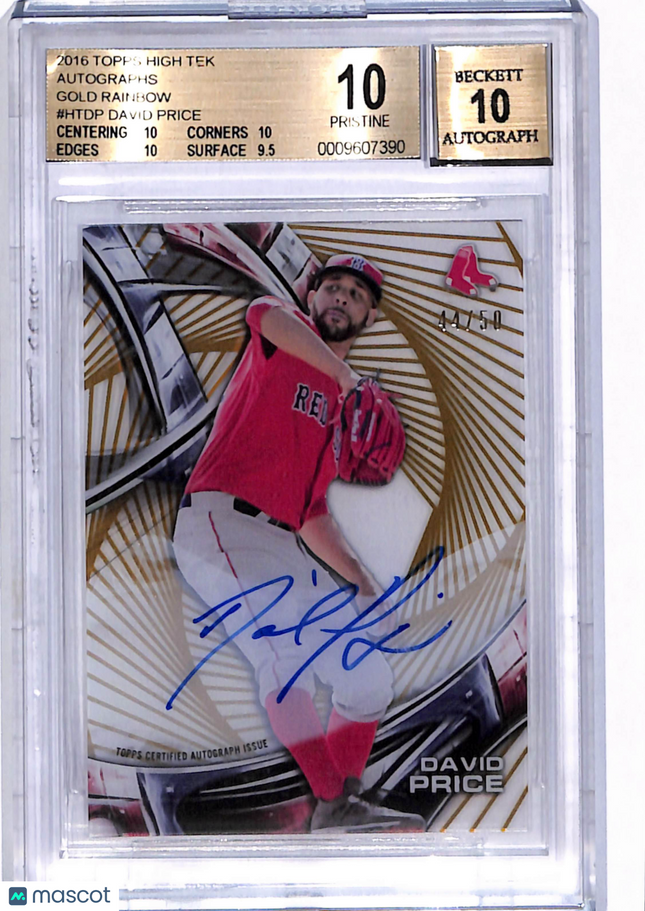 2016 Topps High Tek Autographs Gold Rainbow David Price #HTDP BGS 10 Auto 10 /50