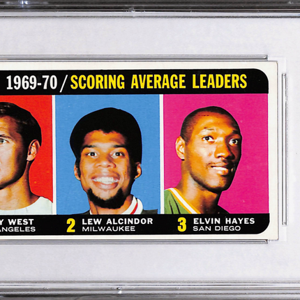 1970 Topps NBA Avg. Score Ldrs #2 West Alcindor Hayes PSA 5