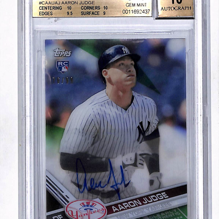 2017 Topps Clearly Authentic Green Aaron Judge #CAAUAJ BGS 9.5 Auto 10 Rc /99