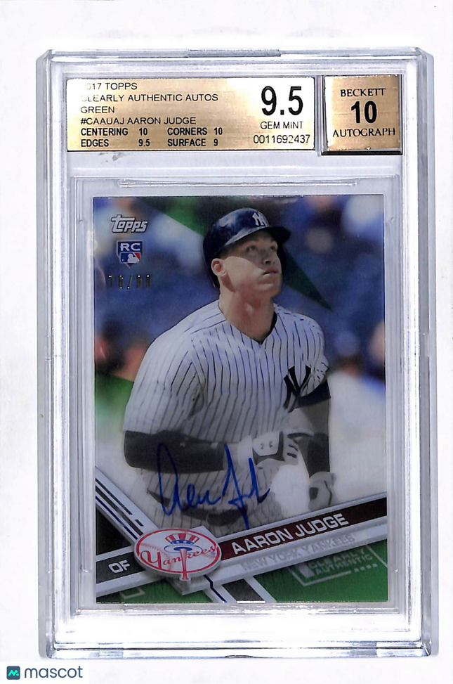 2017 Topps Clearly Authentic Green Aaron Judge #CAAUAJ BGS 9.5 Auto 10 Rc /99